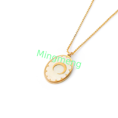 Stainless steel necklace, hanging tag pendant, women's pendant, inlaid with shell, drip glue, gold electroplating process