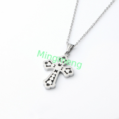 Retro Peach Heart Cross Pendant、 Cross Accessories New Stainless Steel Necklace Women's Fashion Titanium Steel Necklace