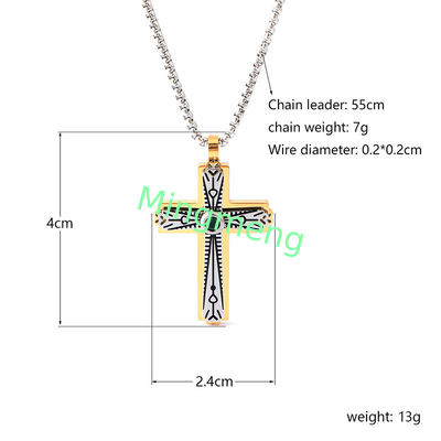 Minimalist men's cross pendant hip-hop niche trend personalized stainless steel necklace