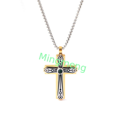 Minimalist men's cross pendant hip-hop niche trend personalized stainless steel necklace