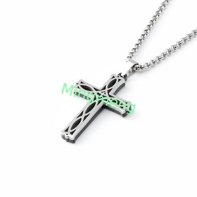 New stainless steel jewelry with fashionable and personalized patterns, hollowed out necklace, simple men's cross pendant