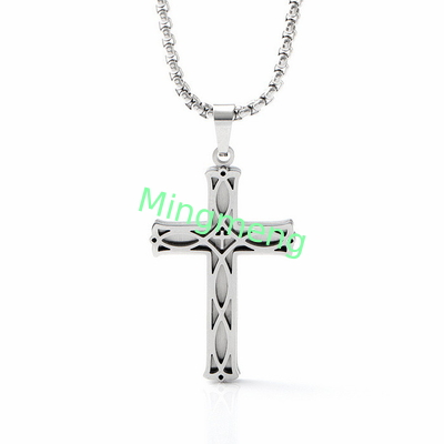 New stainless steel jewelry with fashionable and personalized patterns, hollowed out necklace, simple men's cross pendant
