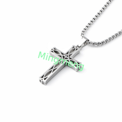 New stainless steel jewelry with fashionable and personalized patterns, hollowed out necklace, simple men's cross pendant