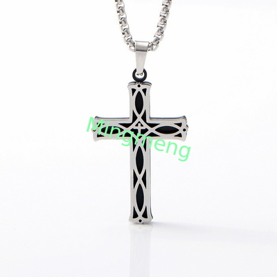 New stainless steel jewelry with fashionable and personalized patterns, hollowed out necklace, simple men's cross pendant