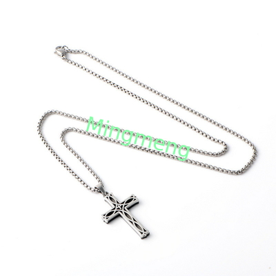 New stainless steel jewelry with fashionable and personalized patterns, hollowed out necklace, simple men's cross pendant