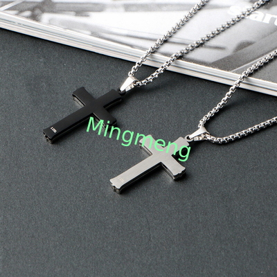 New stainless steel jewelry with fashionable and personalized patterns, hollowed out necklace, simple men's cross pendant