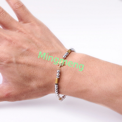 (Customized) Stainless steel men's bracelet, octagonal star Persian style trendy men's black stone bracelet