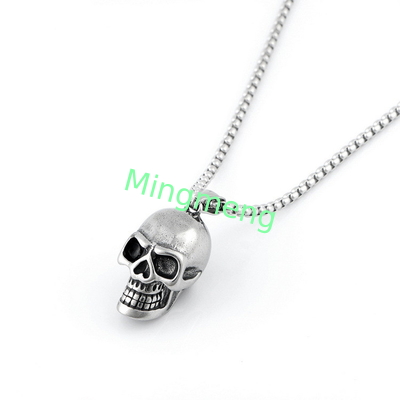 Skull titanium steel necklace with European and American style men's stainless steel skull necklace pendant