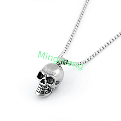 Skull titanium steel necklace with European and American style men's stainless steel skull necklace pendant