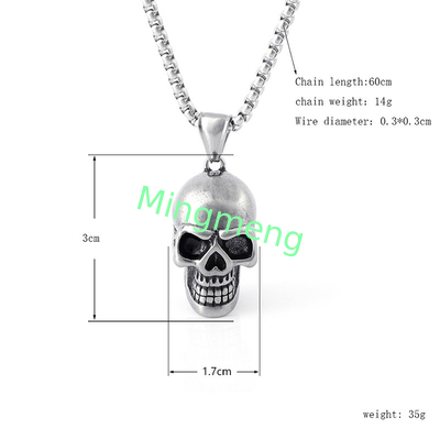 Skull titanium steel necklace with European and American style men's stainless steel skull necklace pendant