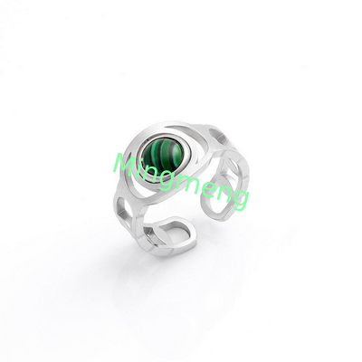 Ring women's fashion niche design sense titanium steel peacock stone women's ring light luxury temperament versatile open index finger ring