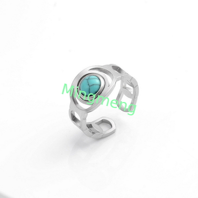 Ring women's fashion niche design sense titanium steel peacock stone women's ring light luxury temperament versatile open index finger ring