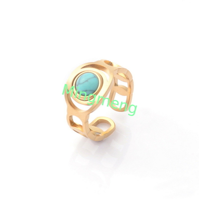 Ring women's fashion niche design sense titanium steel peacock stone women's ring light luxury temperament versatile open index finger ring
