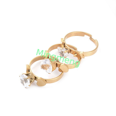 Personalized Fashion Women's Love Symmetrical Zircon Women's Stainless Steel Open End Ring