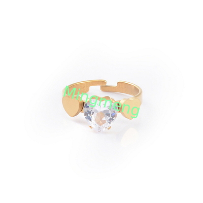 Personalized Fashion Women's Love Symmetrical Zircon Women's Stainless Steel Open End Ring