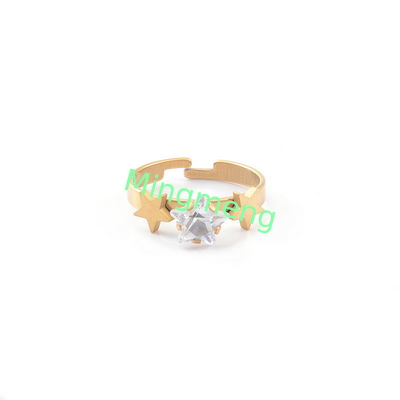 Personalized Fashion Women's Love Symmetrical Zircon Women's Stainless Steel Open End Ring