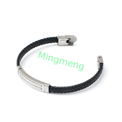 Leather rope bracelet trendy retro leather woven stainless steel men's bracelet fashionable