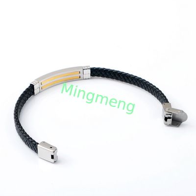 Leather rope bracelet trendy retro leather woven stainless steel men's bracelet fashionable