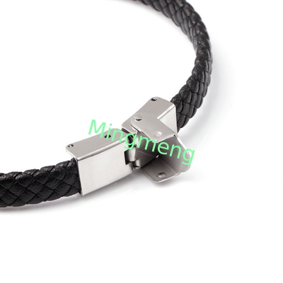Leather rope bracelet trendy retro leather woven stainless steel men's bracelet fashionable