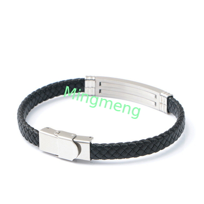 Leather rope bracelet trendy retro leather woven stainless steel men's bracelet fashionable