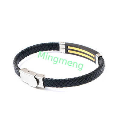 Leather rope bracelet trendy retro leather woven stainless steel men's bracelet fashionable