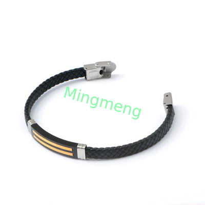 Leather rope bracelet trendy retro leather woven stainless steel men's bracelet fashionable