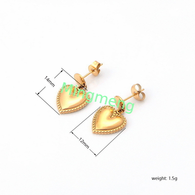 Stainless steel heart-shaped women's gold earrings with personalized peach heart design earrings