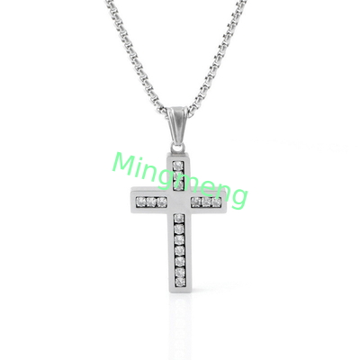 High quality non fading diamond cross pendant, light luxury fashion long necklace for men