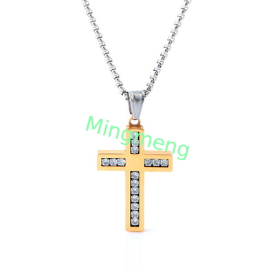 High quality non fading diamond cross pendant, light luxury fashion long necklace for men