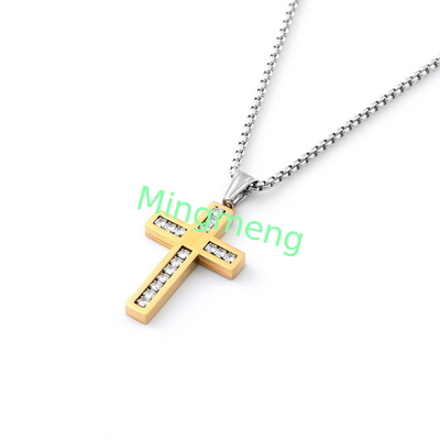 High quality non fading diamond cross pendant, light luxury fashion long necklace for men