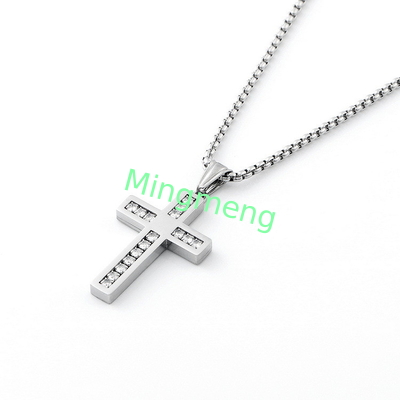 High quality non fading diamond cross pendant, light luxury fashion long necklace for men
