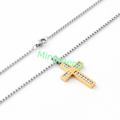 High quality non fading diamond cross pendant, light luxury fashion long necklace for men