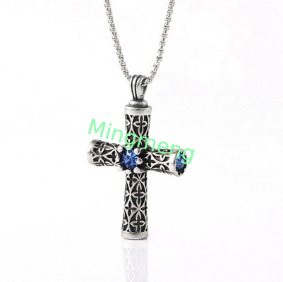 Explosive retro stainless steel cast cross zircon punk trendy new pendant