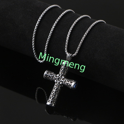 Explosive retro stainless steel cast cross zircon punk trendy new pendant