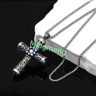 Explosive retro stainless steel cast cross zircon punk trendy new pendant