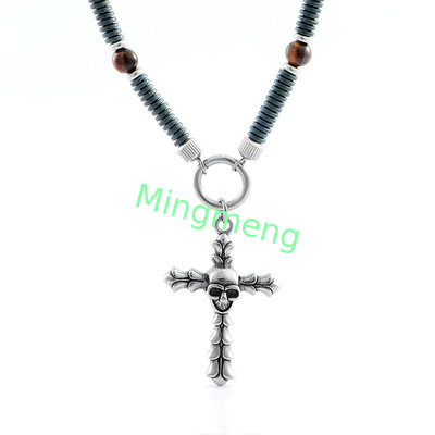 Stainless steel skull cross pendant, European and American cross-border trendy boyfriend necklace hang tag