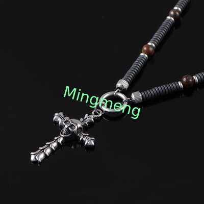 Stainless steel skull cross pendant, European and American cross-border trendy boyfriend necklace hang tag