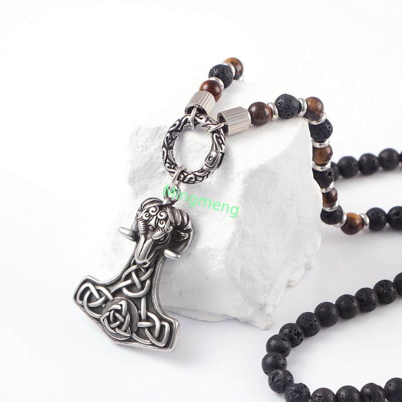 Halloween Punk Ram Casting Fashion Pendant Trendy Explosive Beaded Necklace Hanging Tag Boyfriend Style