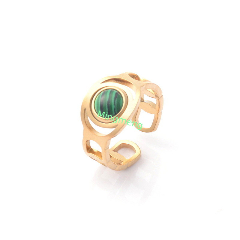 Ring women's fashion niche design sense titanium steel peacock stone women's ring light luxury temperament versatile open index finger ring