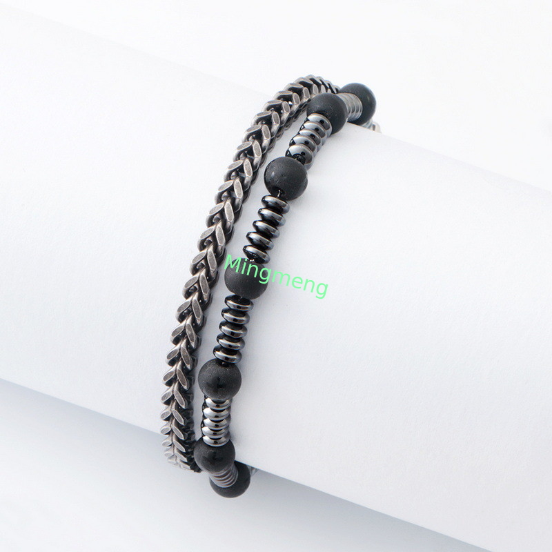 Unique Gallstone Embellishment Men's Stainless Bracelet for Comfortable All-Day Wear and Effortless Style