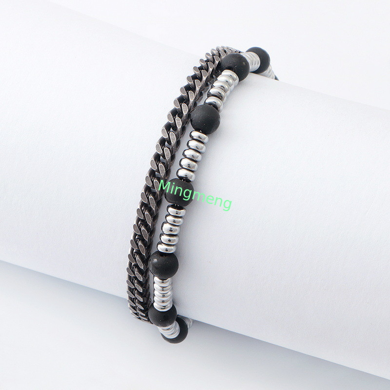 Adjustable Clasp Chain Bracelet Versatile Men's Accessory with Unique Gallstone Embellishment and Modern Minimalist Design