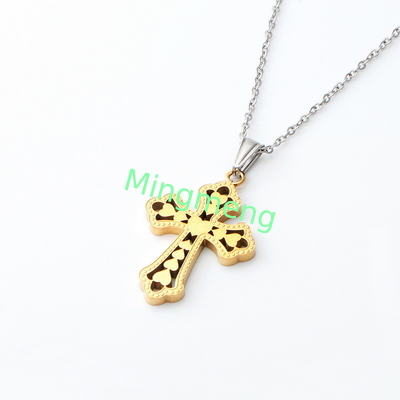 Retro Peach Heart Cross Pendant、 Cross Accessories New Stainless Steel Necklace Women's Fashion Titanium Steel Necklace