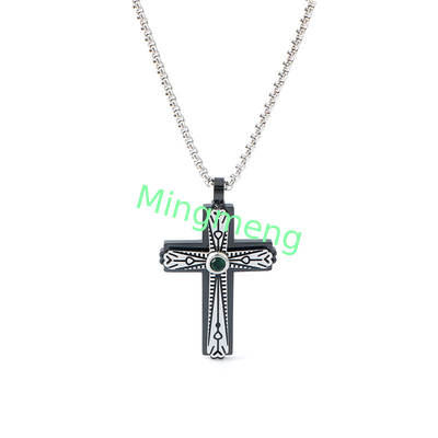Minimalist men's cross pendant hip-hop niche trend personalized stainless steel necklace