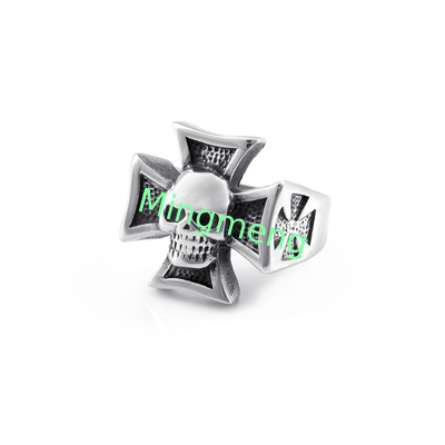 Retro Cross Skull Stainless Steel Ring Titanium Punk Trendy Style