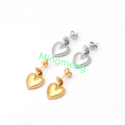Stainless steel heart-shaped women's gold earrings with personalized peach heart design earrings