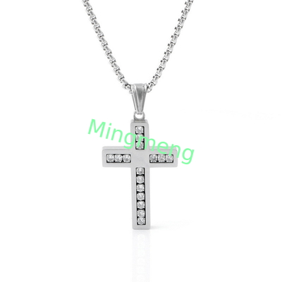 High quality non fading diamond cross pendant, light luxury fashion long necklace for men