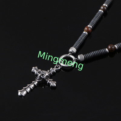 Stainless steel skull cross pendant, European and American cross-border trendy boyfriend necklace hang tag