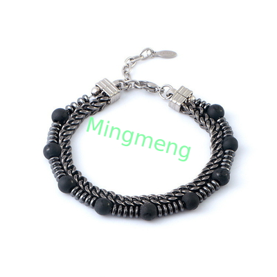 Masculine Chain Bracelet with Unique Gallstone Embellishment Eye-Catching Visual Appeal and Durability
