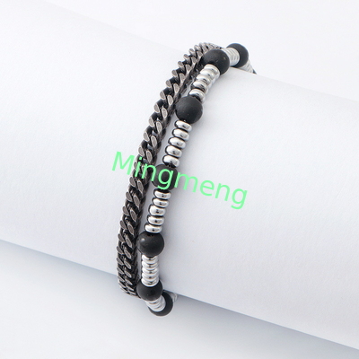 Adjustable Clasp Chain Bracelet Versatile Men's Accessory with Unique Gallstone Embellishment and Modern Minimalist Design